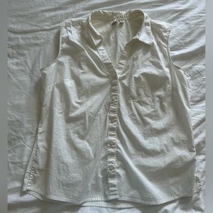 MUST GO BY 8/7 
White sleeveless collared shirt